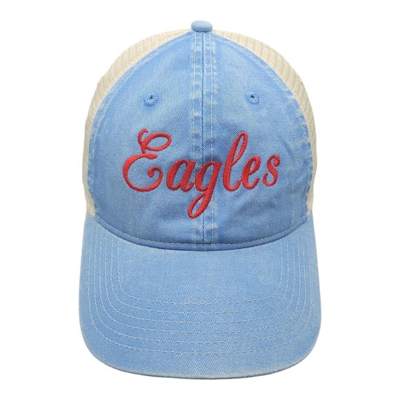 Eagles Denim Embroidered Mesh Snapback Cap Trucker Baseball Hat Comfort Colors - Picture 1 of 12